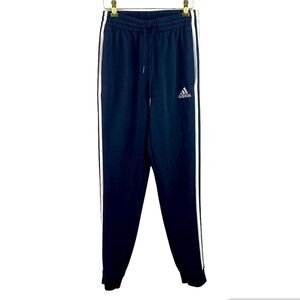 Adidas women’s navy essentials terry 3-stripes sweatpants pants jogger sz small